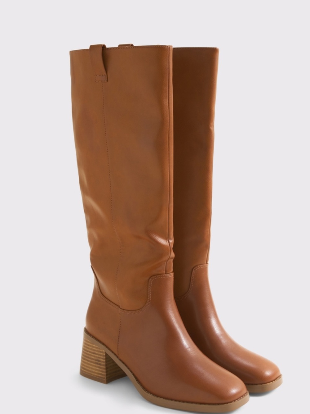 Abercrombie & Fitch Tall Tan Leather Block Heel Boots